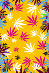 Abstract illustration graphic marijuana cannabis leaf pile texture background