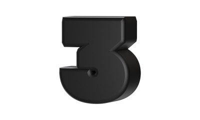 number three (3) 3D text render. Bold and Black. Black Friday