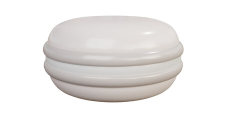 White Macaron front picture. 3d rendering.	