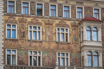 Fototapeta na wymiar Wiehl House (Wiehluv dum) at Wenceslas Square - Prague, Czech Republic