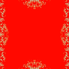 Czerwone tło ze złota, ornamentową ramką, framuga.