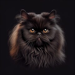 Fototapeta premium Himalayan cat breed isolated on a black background. Generative AI