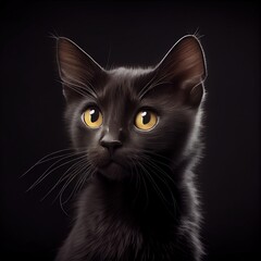 Serrade Petit () cat breed isolated on a black background. Generative AI