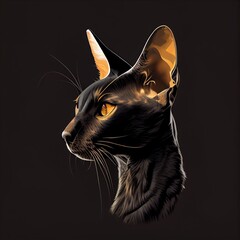 Khao cat breed isolated on a black background. Generative AI