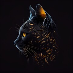 Bombay cat breed isolated on a black background. Generative AI