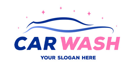 Car wash logotype gradient blue pink color isolated on white background for banner design, service company vector 10 eps