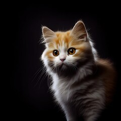 Munchkin cat breed isolated on a black background. Generative AI