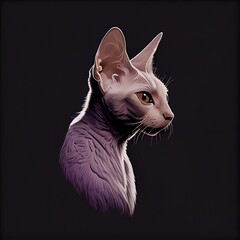 Thai Lilac cat breed isolated on a black background. Generative AI