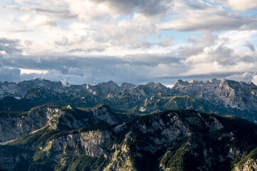 Fototapeta na wymiar Slovenia, View to Vogel. Julian Alps.