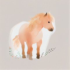 Obraz na płótnie Canvas Children's books animal illustration, cute horse children illustration, room wall prints. Generative AI