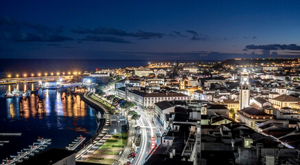 Fototapeta na wymiar Ponta Delgada night skyline, Azores (Portugal)