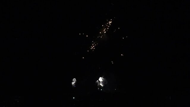 Holiday welcome fireworks - colorful rockets