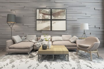 Modern contemporary living room. Generative ai