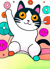 Katze mit erhobener Tatze, Illustration