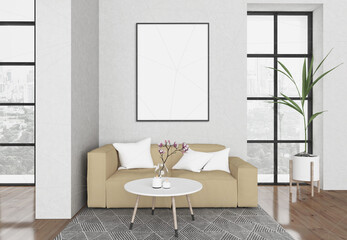 Modern contemporary white living room. Generative ai