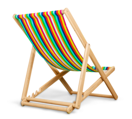 Colored fabric sun lounger with stripes
