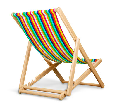 Colored fabric sun lounger with stripes