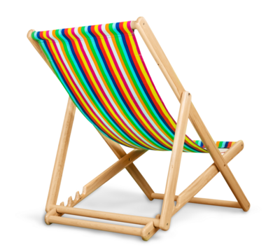 Colored fabric sun lounger with stripes
