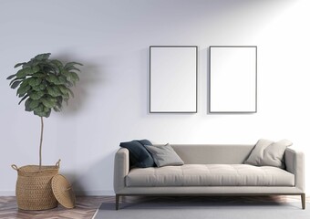 Modern contemporary white living room. Generative ai