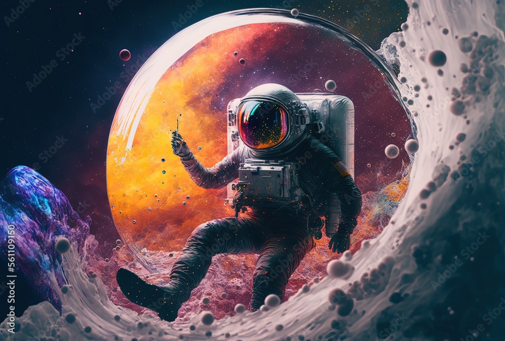 Wall mural illustration portrait of astronaut in artistic style