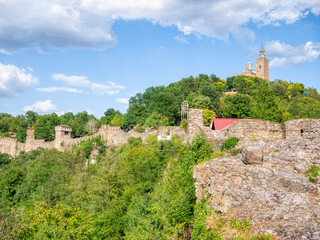 Fototapeta premium Veliko Tarnovo, Bulgaria - August 2022: View with the Eastern Orthodox Ascension Cathedral located in the famous medieval fortress Tsarevets