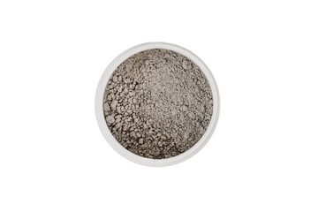 Silicon carbide powder close-up isolated on white background. Silicon carbide abrasive grit for restore stones to original flatness and leveling sharpening stones.