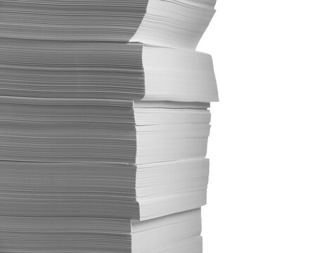 Stack of paper sheets on white background