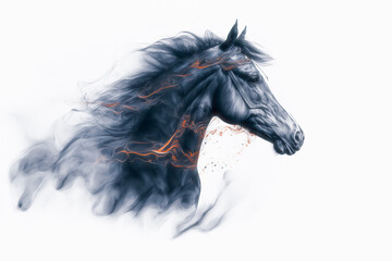 Stylized portrait of horse illustration. Generative AI