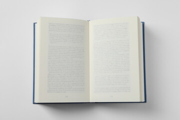 Fototapeta na wymiar Open book on white background, top view