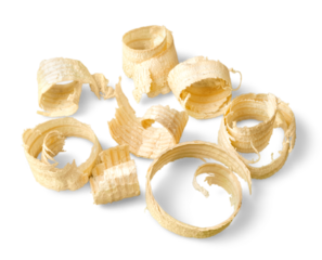 Spiral curled up wood shavings