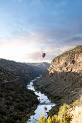 Hot air balloon in Rio Grande Gorge, Taos County, New Mexico
