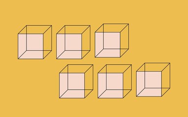 Line cube minimalist graphic illustration