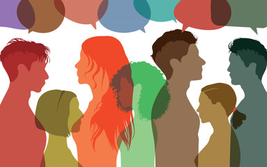 Communication in multiethnic people. Discussion and Globalisation. Group of families.
