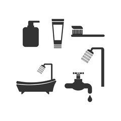 Bathroom icon. Hygiene set line and vector ilustration.