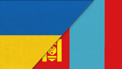 Flags of Ukraine and Mongolia. Ukrainian and Mongolian state symbols