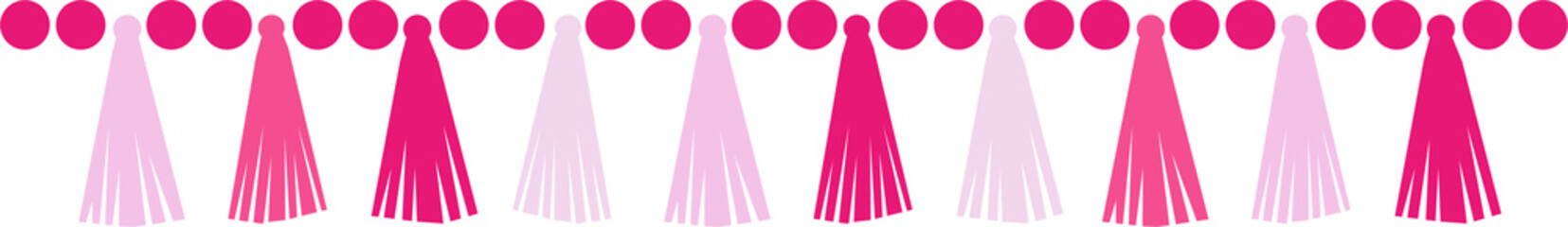 Valentine's day decoration garland and bunting made of tassels, beads. Party supplies. Flat illustration