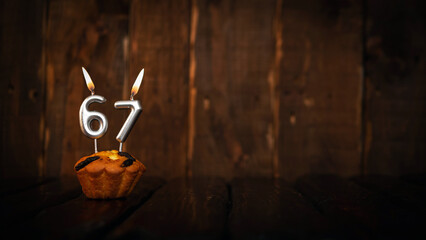 Festive background happy birthday copy space. Anniversary background with cypher and muffin....