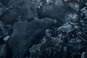 Ice floating on Elbe river 