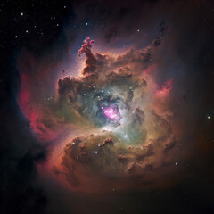 Fototapeta na wymiar Deep Space Nebula and Galaxies series, colourfull and high detail.