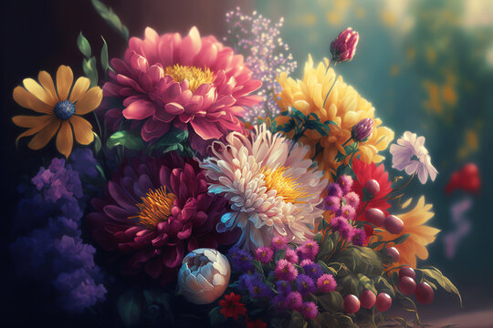 A bouguet of beautiful flowers. Created with Generative AI.