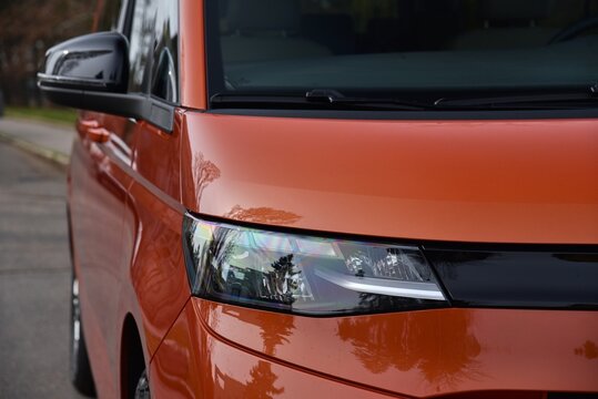 Volkswagen Multivan. Front light van. 03-29-2022, Prague, Czech Republic.