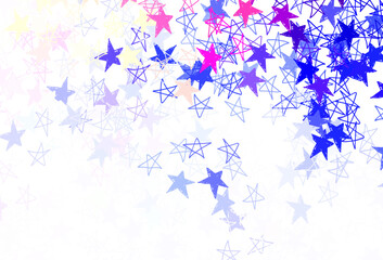 Light Pink, Blue vector texture with beautiful stars.