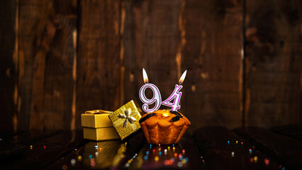  Scenery Festive background with gift boxes happy birthday copy space. Anniversary background with...