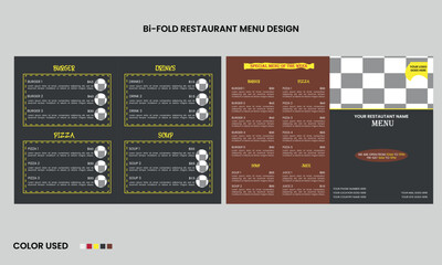 Bi-Fold Restaurant Menu Template Design