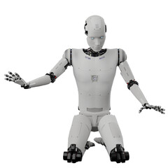 Fototapeta premium cyborg posing like space parson in-universe 3d render with transparent background 