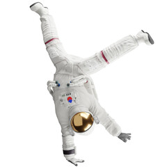 astronaut posing like space parson in-universe 3d render with transparent background	
