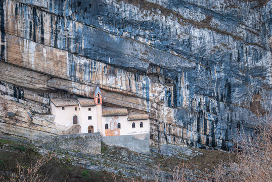 Eremo di San Colombano is a hermitage in Trambileno, Italy, notable for its location in the side of a mountain.