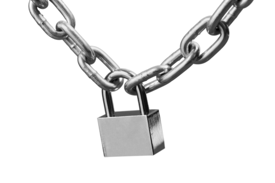 Key lock locked with a metal chain