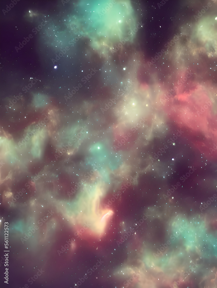 Wall mural galaxy with colorful nebula shiny stars and heavy space dust clouds - backround - deep space - gener