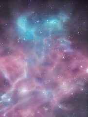 gas nebula clouds with stars in deep space - psychodelic - Generative AI 